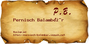 Pernisch Balambér névjegykártya